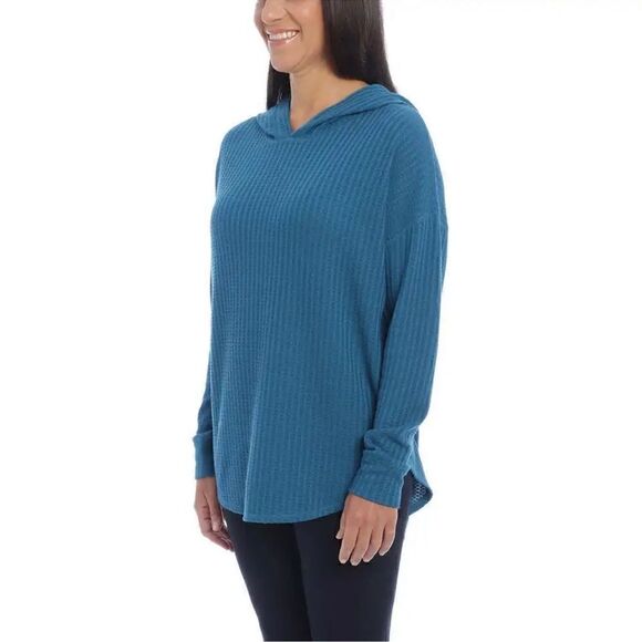 Chaser- Ladies' Waffle Knit Thermal Hoodie Sea Foam, Size Large - Picture 4 of 13